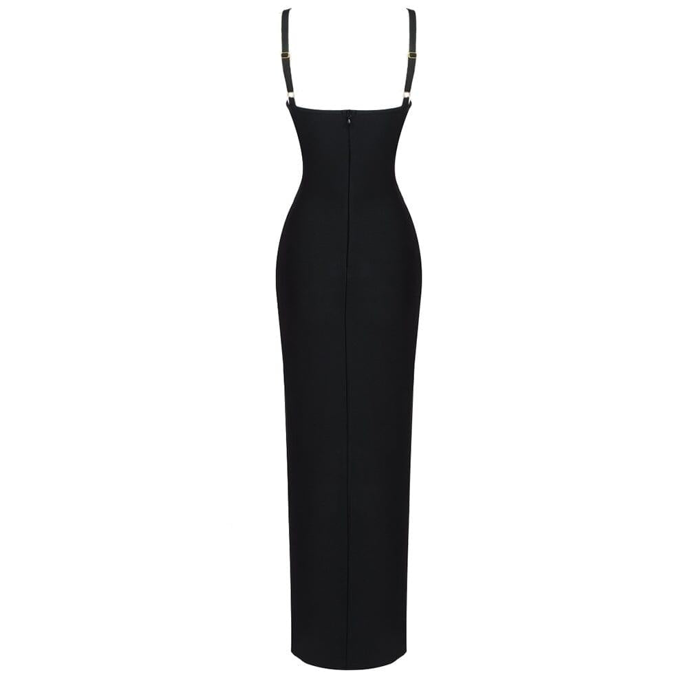 IRREGULAR BANDAGE MAXI DRESS IN BLACK