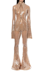 SEQUIN-EMBELLISHED SUIT IN METALLIC GOLD