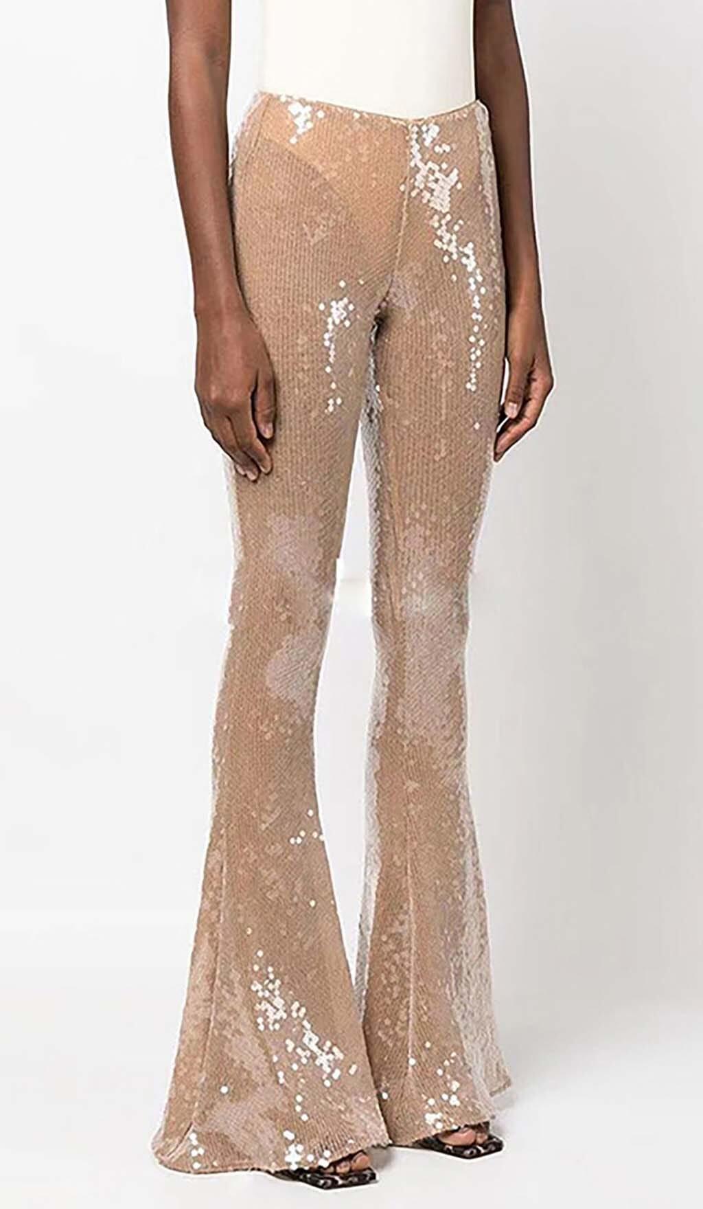 SEQUIN-EMBELLISHED SUIT IN METALLIC GOLD