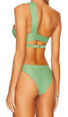 OBLIQUE CUTOUT TWO-PIECE BIKINI SUIT