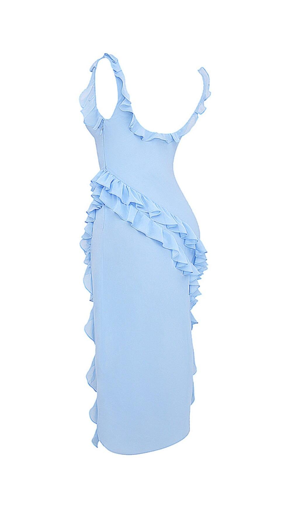 SOFT BLUE RUFFLE MAXI DRESS