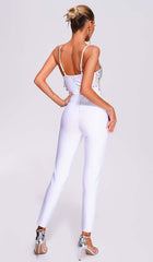 TASSEL CRYSTAL-EMBELLISHED JUMPSUIT IN WHITE