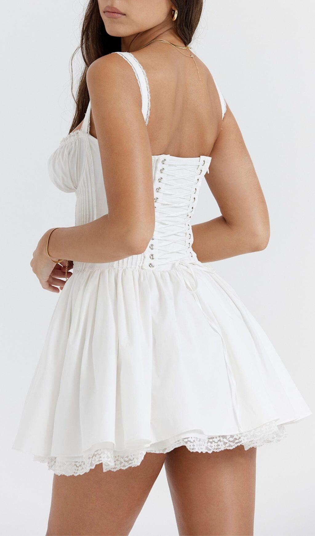 WHITE LACE CORSET MINI DRESS