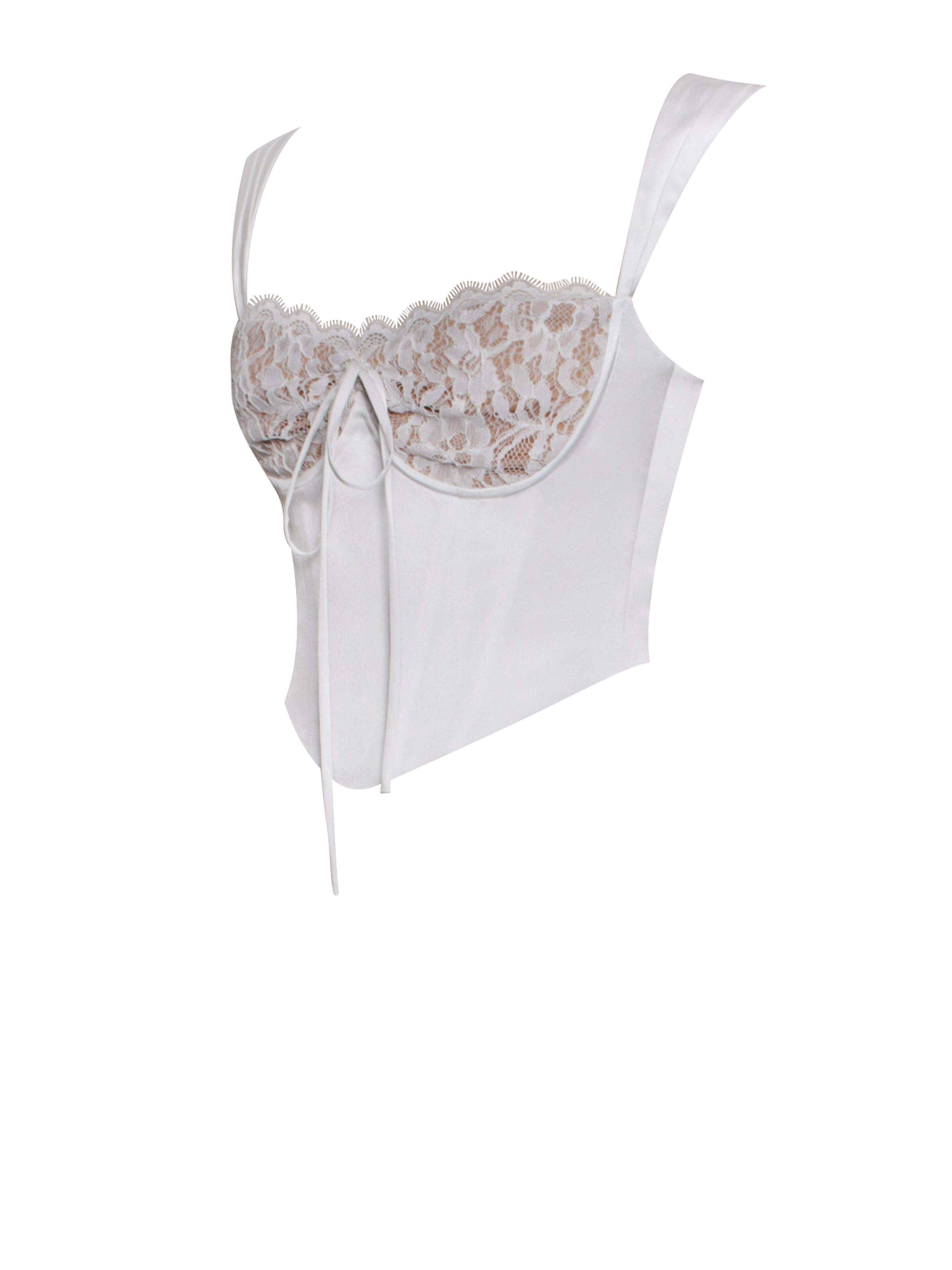 WHITE LACE SATIN CORSET TOP