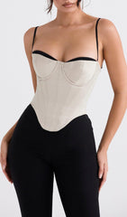 BEIGE SATIN UNDERWIRED CORSET