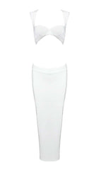 FRONT CUT-OUT BANDAGE TWO-PIECE IN IVORY