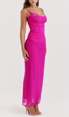 FUCHSIA CORSET MAXI DRESS