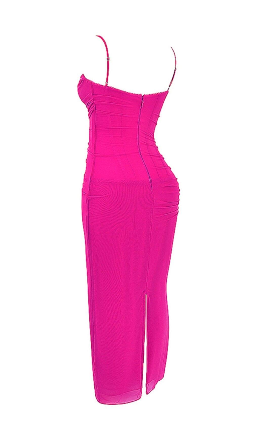 FUCHSIA CORSET MAXI DRESS