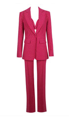 SEQUIN JACKET SUIT IN HYPER PINK