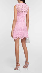 LEAF LACE MINI DRESS IN PINK