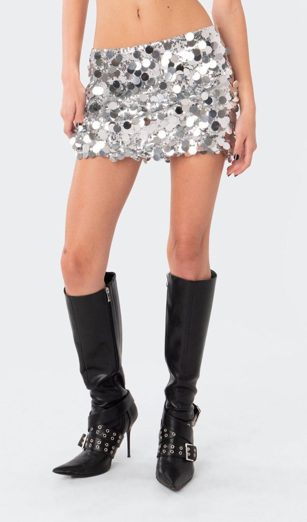 LOW RISE SEQUIN MINI SKIRT