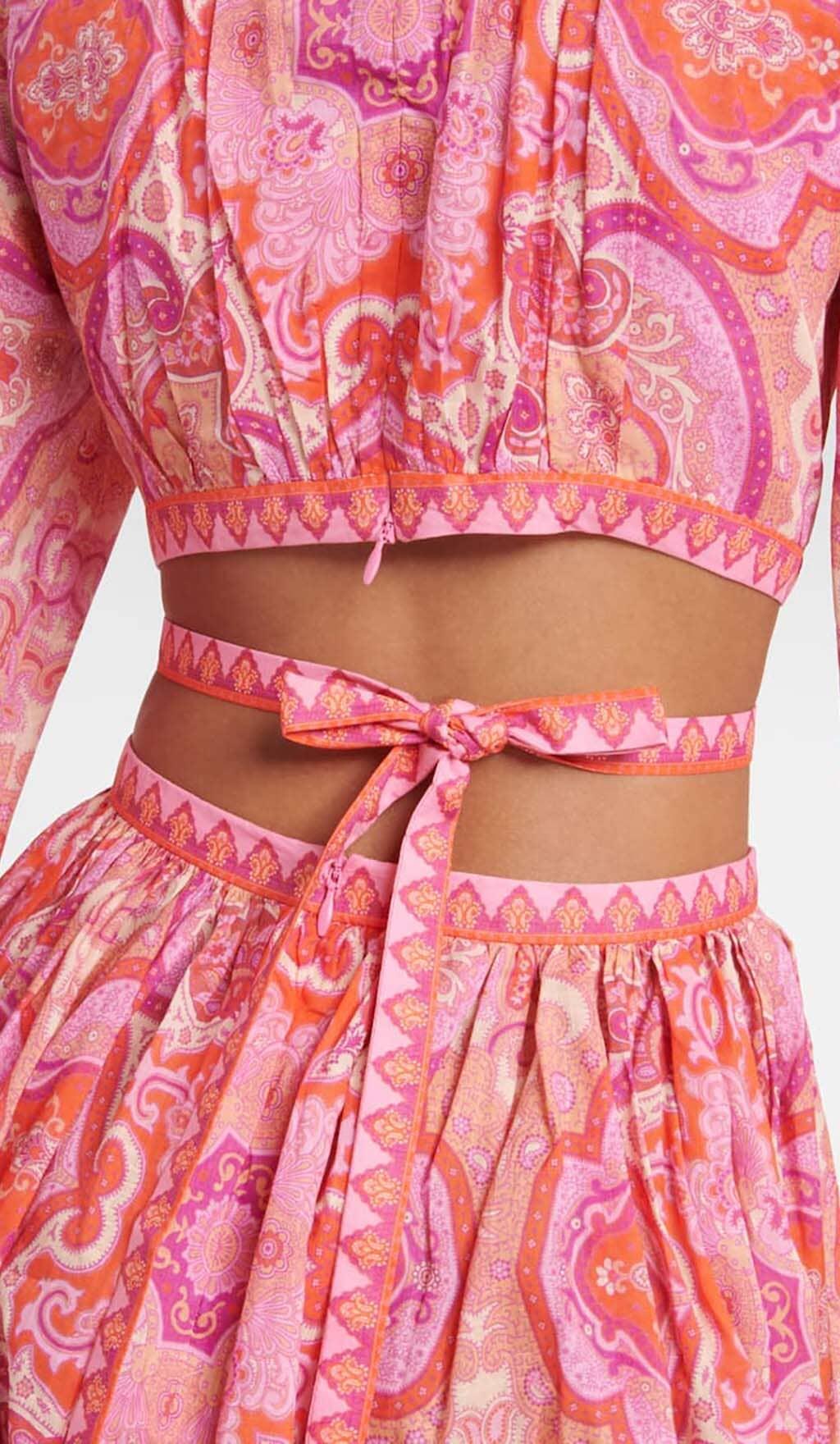 PAISLEY-PRINT CUT-OUT MINI DRESS IN PINK