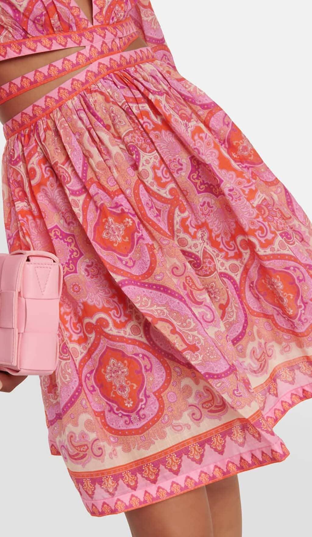 PAISLEY-PRINT CUT-OUT MINI DRESS IN PINK