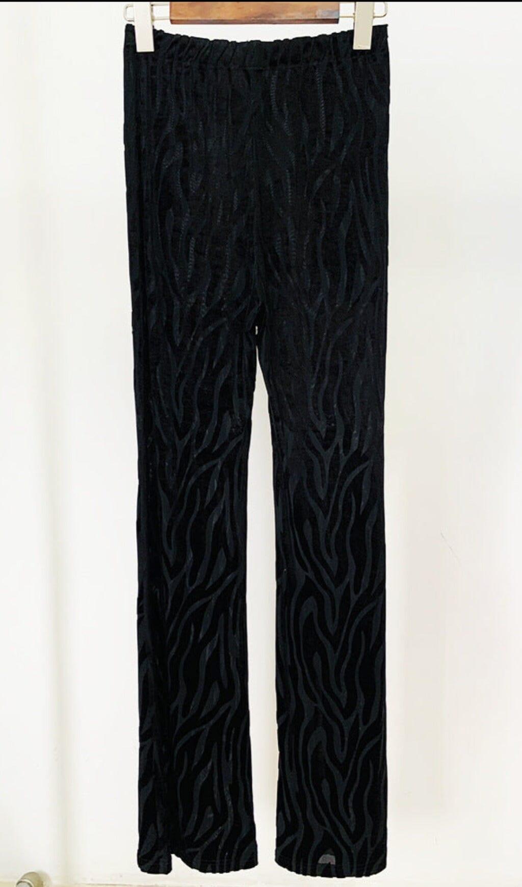 ZEBRA PRINT SHEER CARVED VELVET JUMPSUIT SET