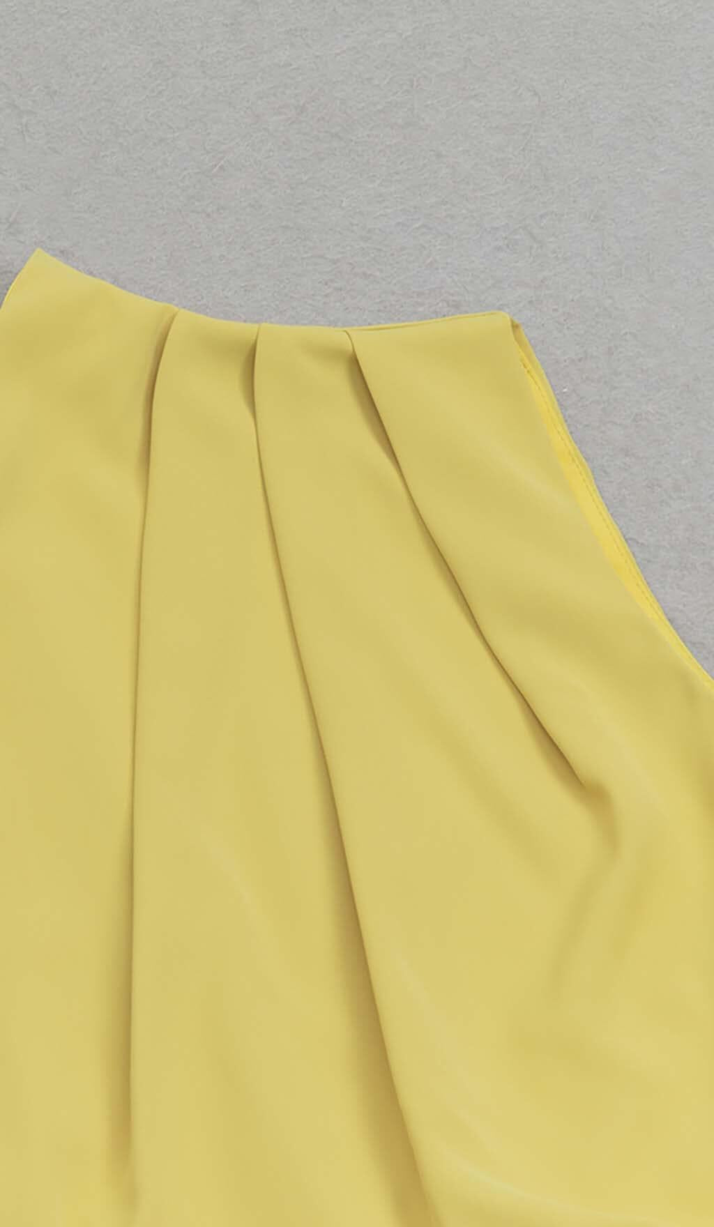 SOLID ASYMMETRICAL HIGH LOW DRESS IN YELLOW