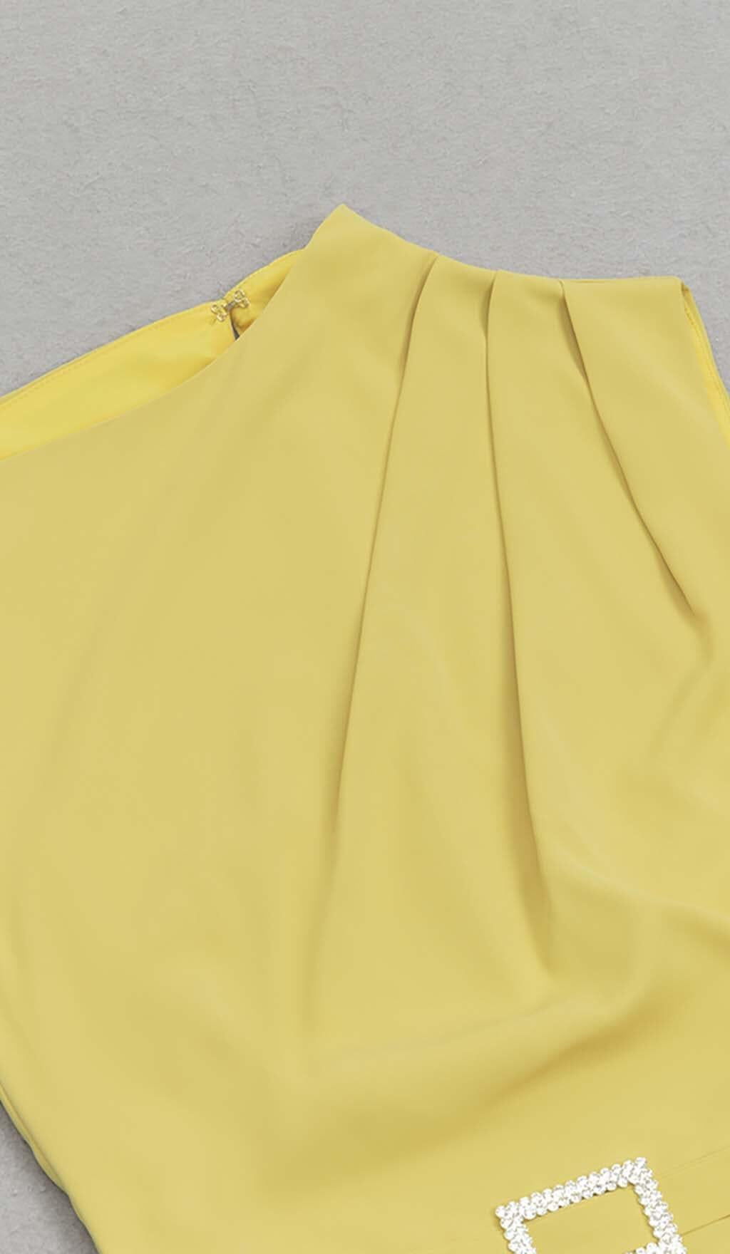 SOLID ASYMMETRICAL HIGH LOW DRESS IN YELLOW