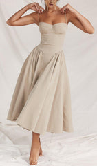 TAUPE BELTED SUNDRESS