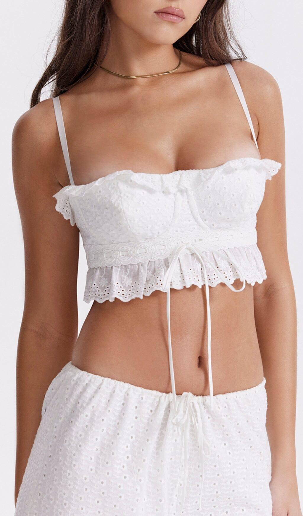 WHITE BRODERIE ANGLAIS BRALETTE TOP