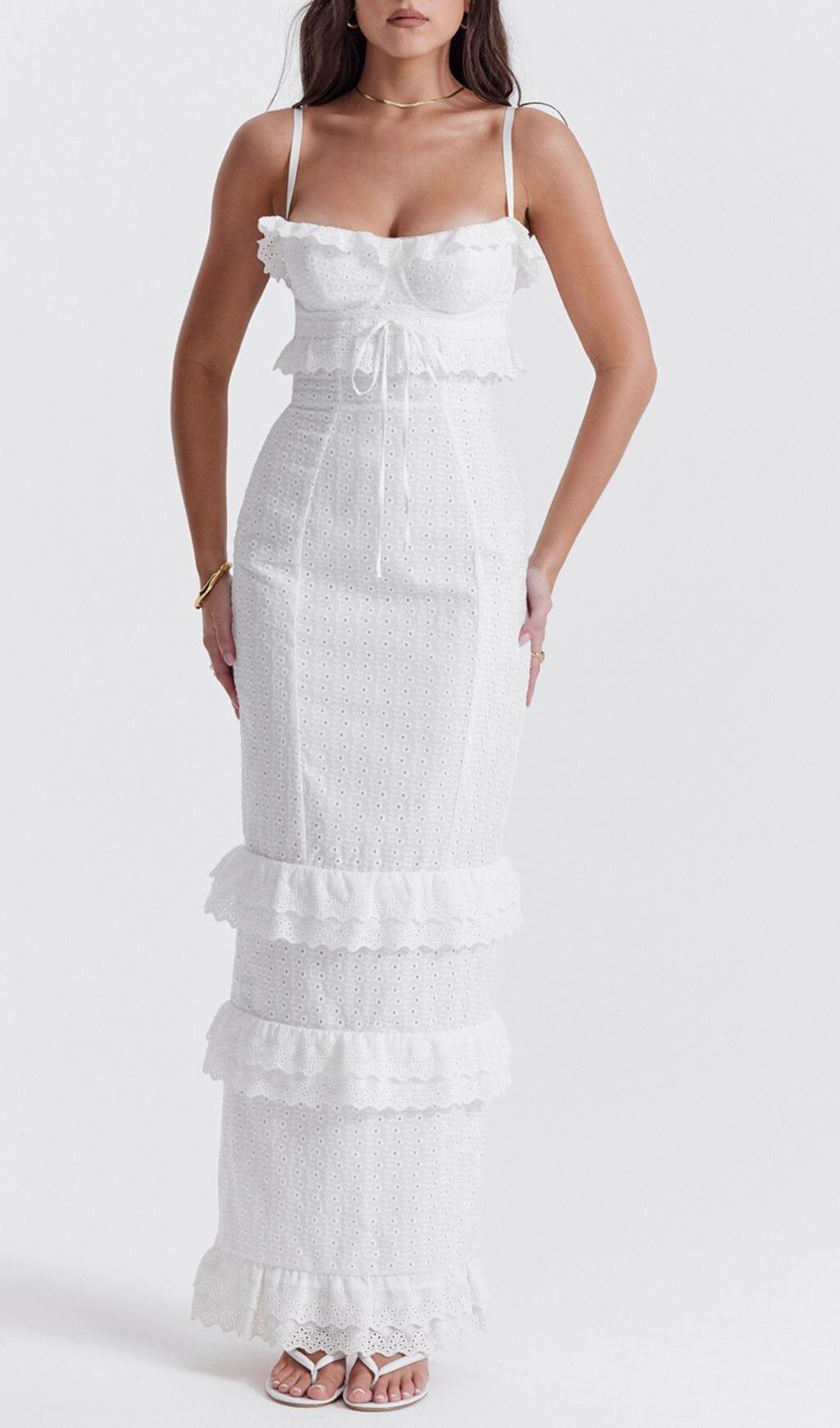 WHITE BRODERIE MAXI DRESS