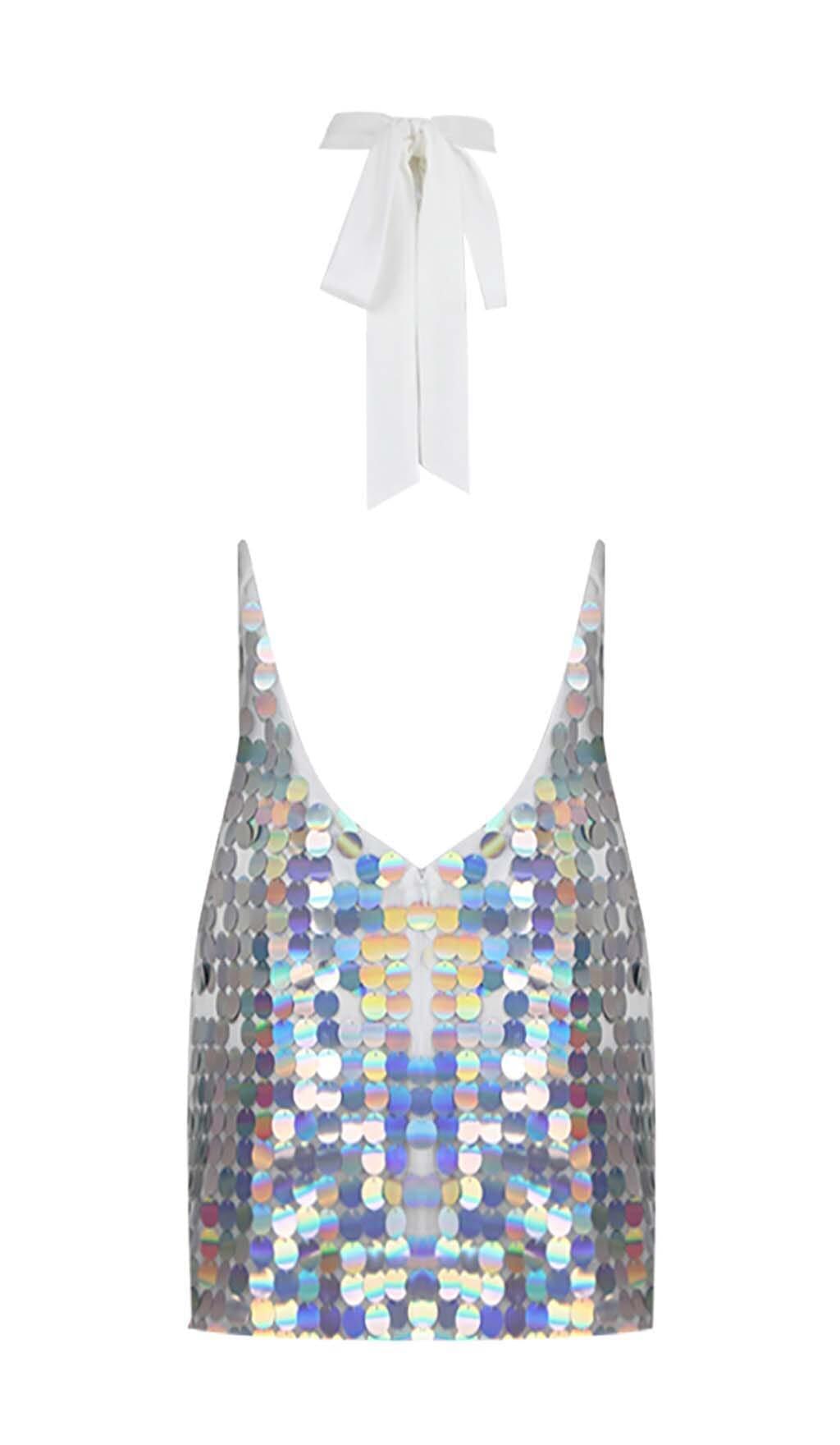 HALTER SEQUIN MINI DRESS IN MULTI-COLOR