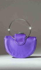 SATIN CRYSTAL CLUTCH IN PURPLE