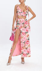 FLORAL DESIGN TWO PIECE SET IN PINK