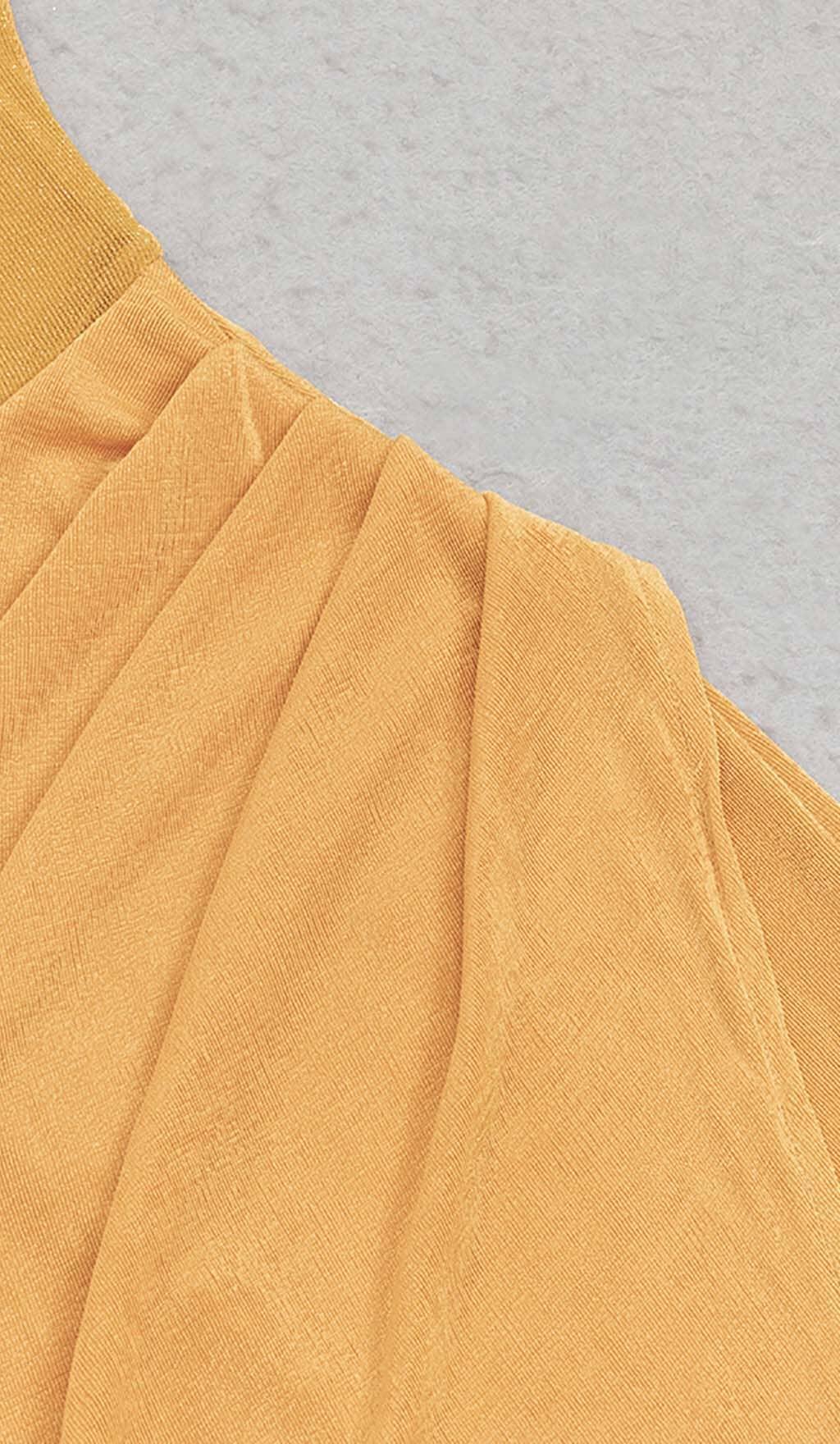 HALTER BANDAGE MIDI DRESS IN YELLOW