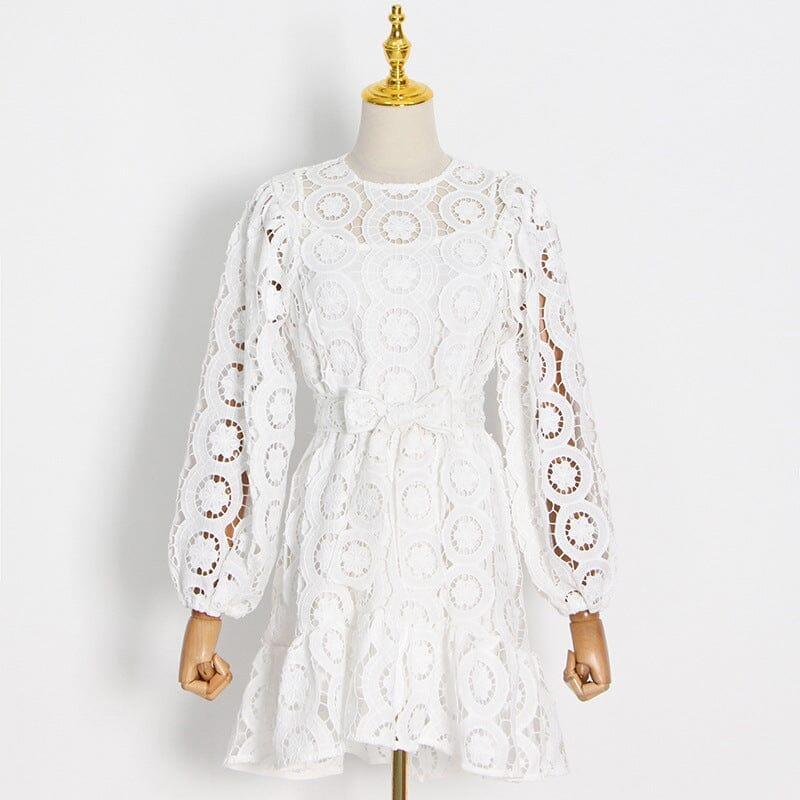 LANTERN SLEEVE MINI DRESS IN WHITE