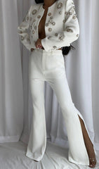 EMBELLISHED BEADED JACKET SET IN WHITE