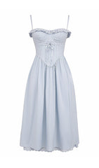 SOFT BLUE BRODERIE ANGLAIS MIDI SUNDRESS