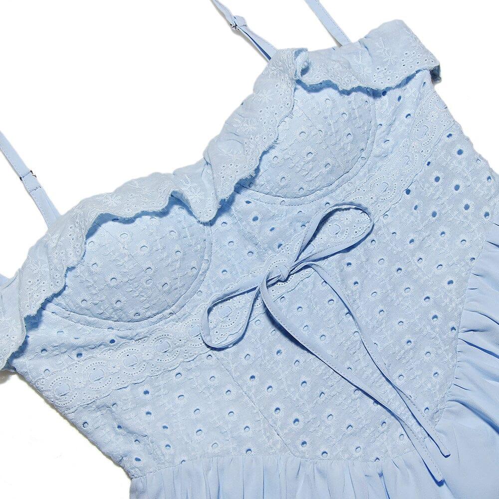 SOFT BLUE BRODERIE ANGLAIS MIDI SUNDRESS