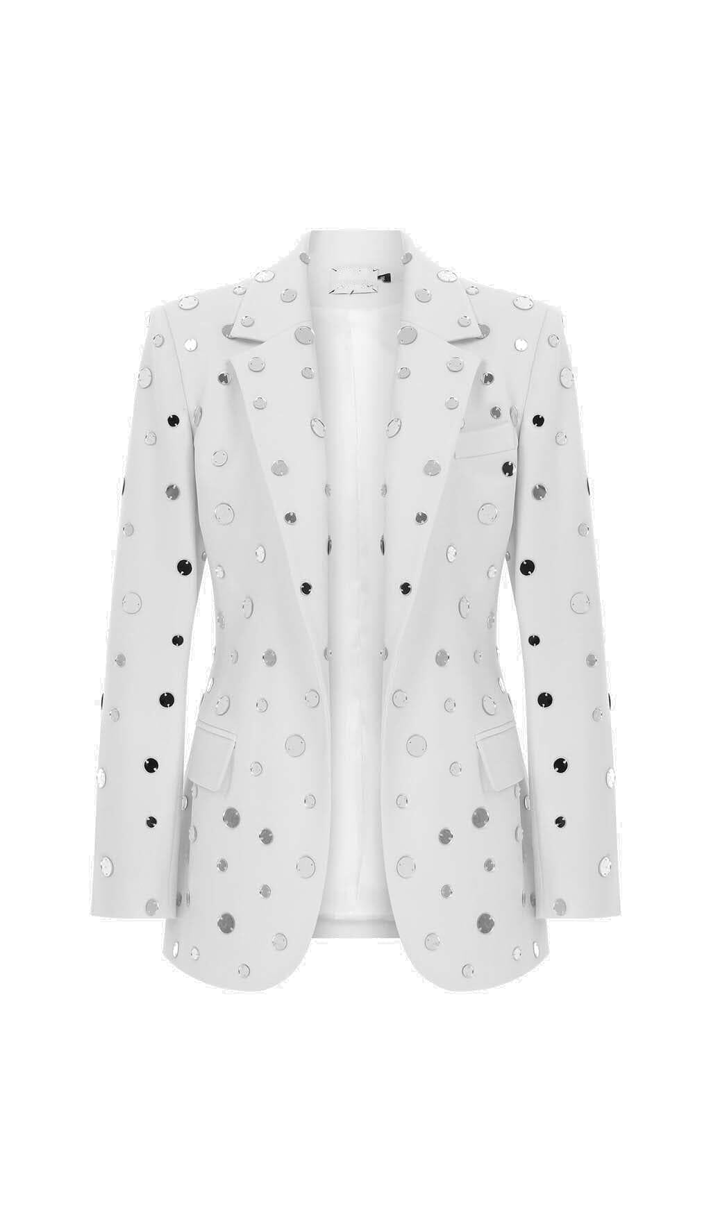 MIRROR SEQUIN DETAIL JACKET IN WHITE