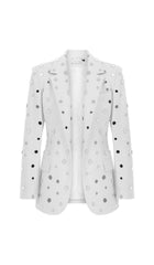 MIRROR SEQUIN DETAIL JACKET IN WHITE