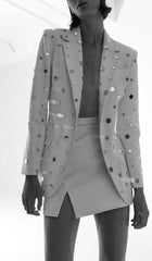 MIRROR SEQUIN DETAIL JACKET IN WHITE