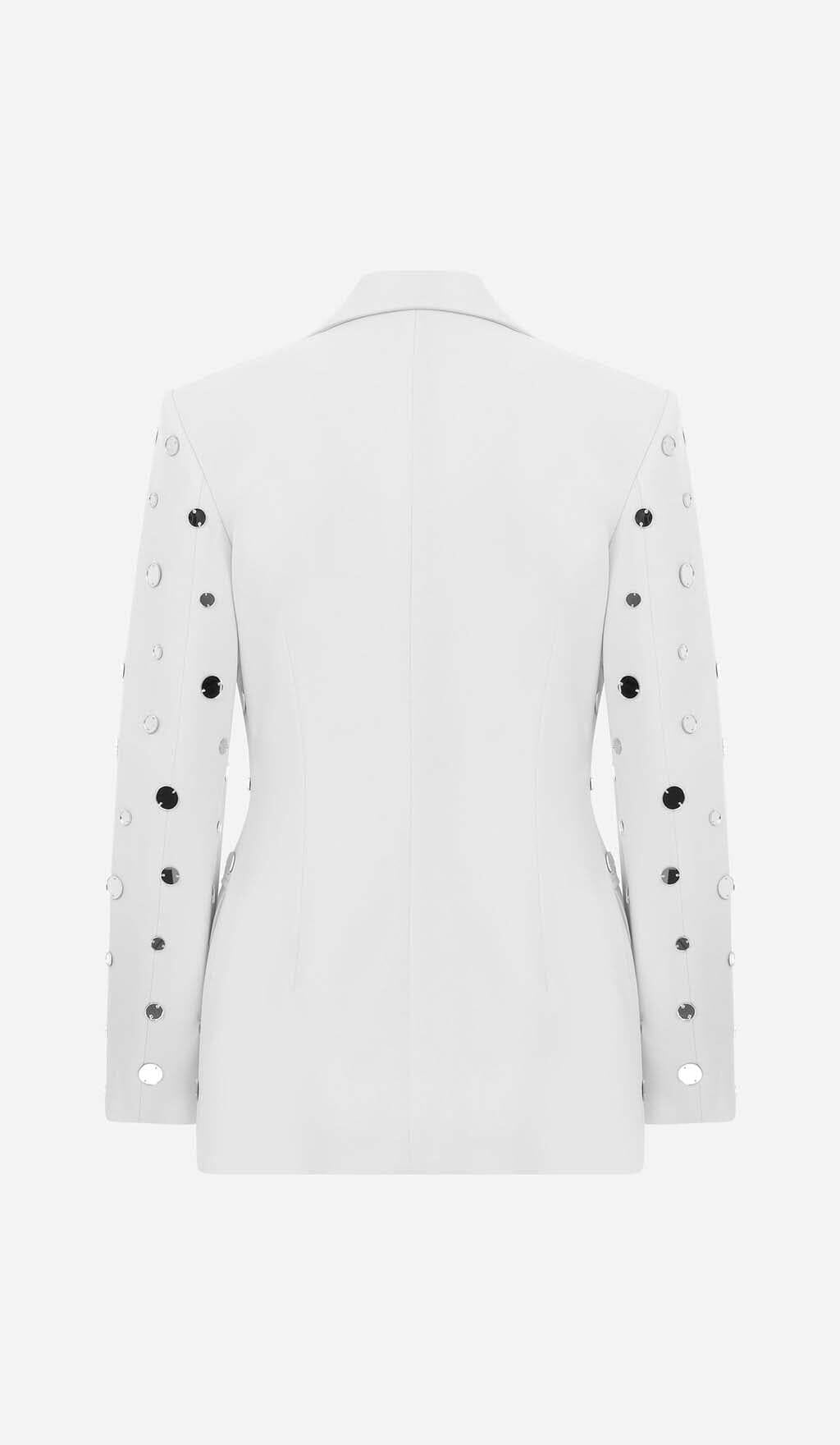 MIRROR SEQUIN DETAIL JACKET IN WHITE