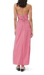 SEERSUCKER PLUNGE MAXI DRESS IN PINK