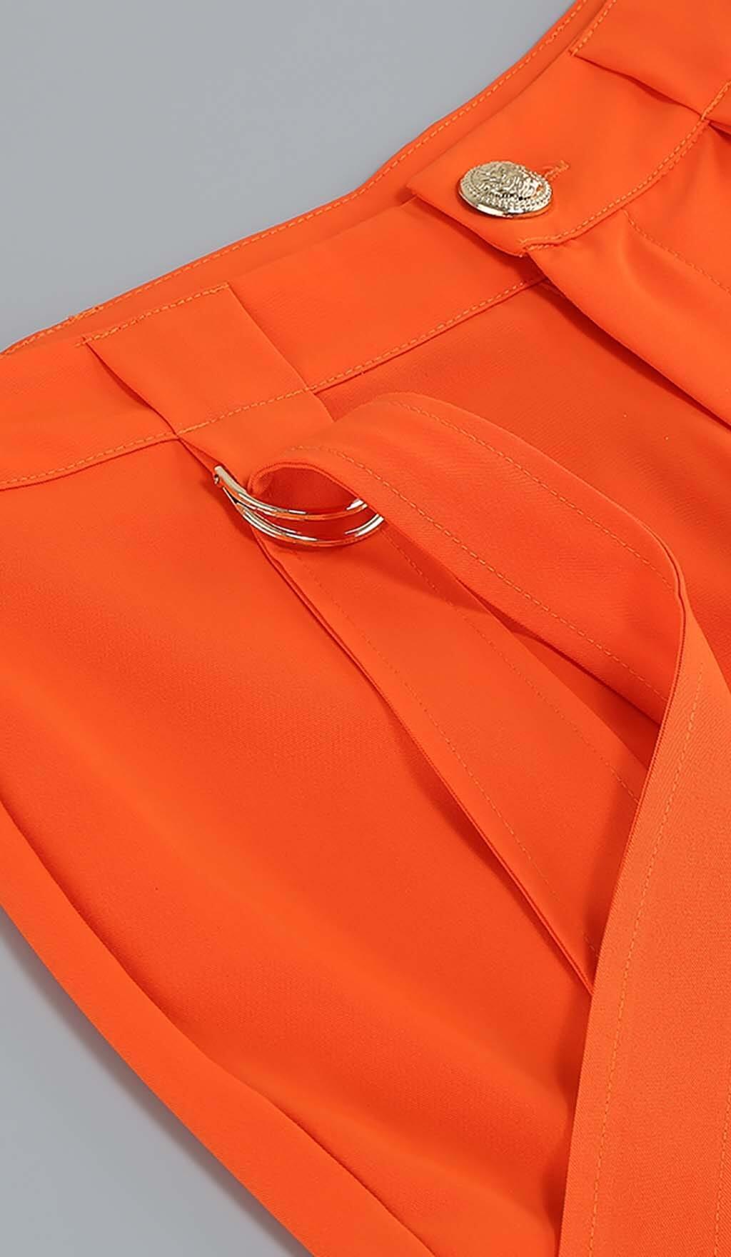 CUTOUT BACKLESS THREE PIECE SET IN ORANGE