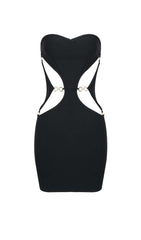 CUTOUT SWEATHEART NECKLINE MINI DRESS IN BLACK