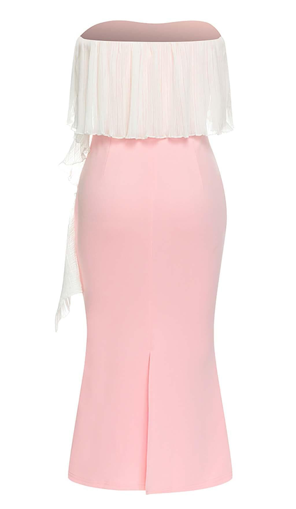 BANDEAU MERMAID MIDI DRESS IN PINK