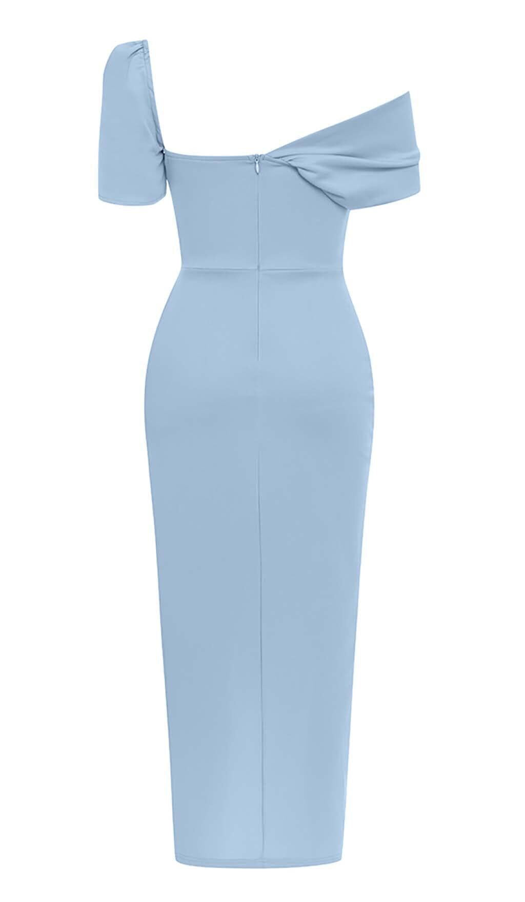 ONE SHOULDER BANDAGE MAXI DRESS IN LIGHT BLUE