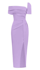 ONE SHOULDER BANDAGE MAXI DRESS IN PURPLE