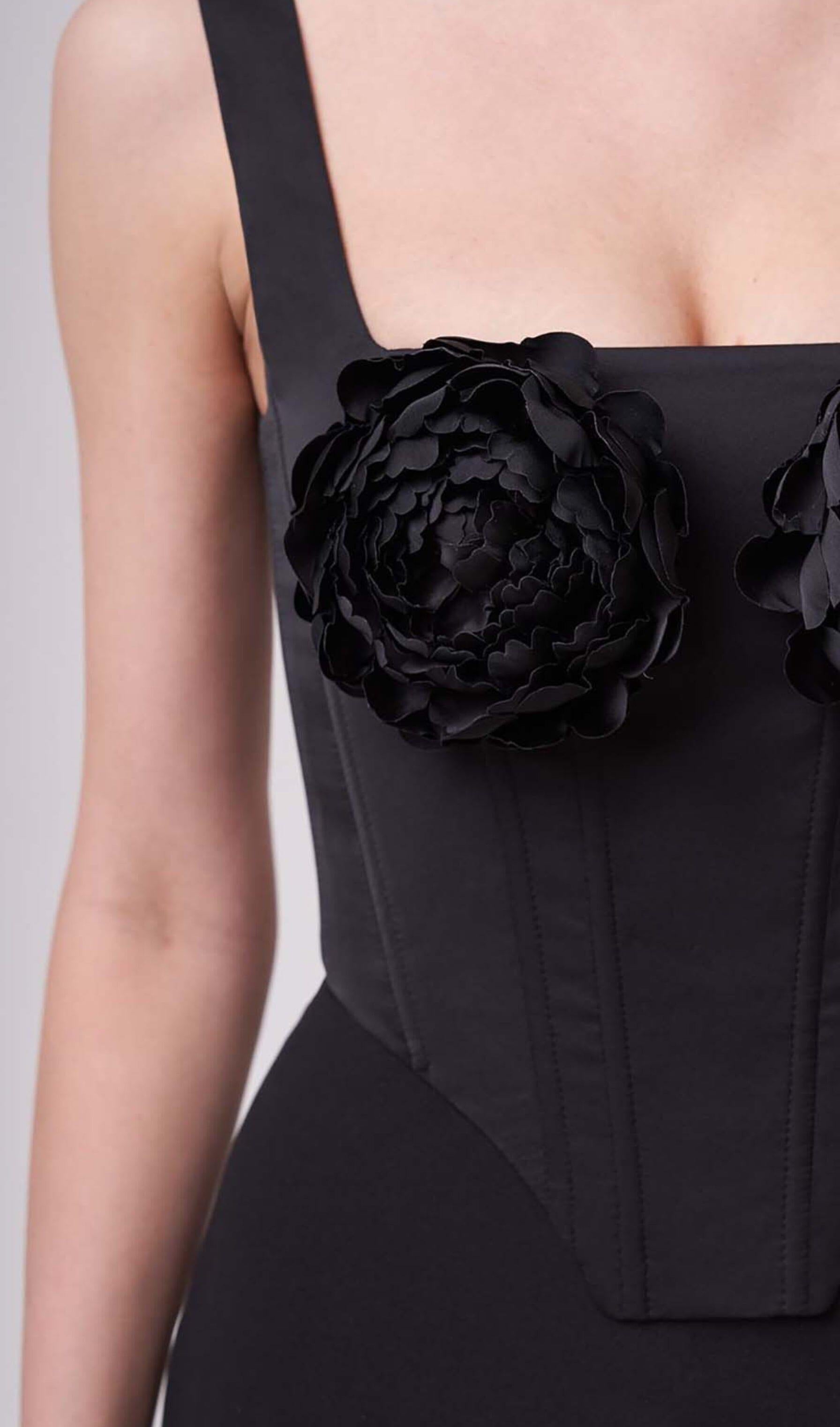 ROSES EMBELISHED CORSET TWO PIECES SET