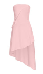 SLEEVELESS BANDEAU HIGH-LOW DRESS IN PINK