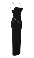 Crystal STRAPPY BANDAGE MAXI DRESS IN BLACK