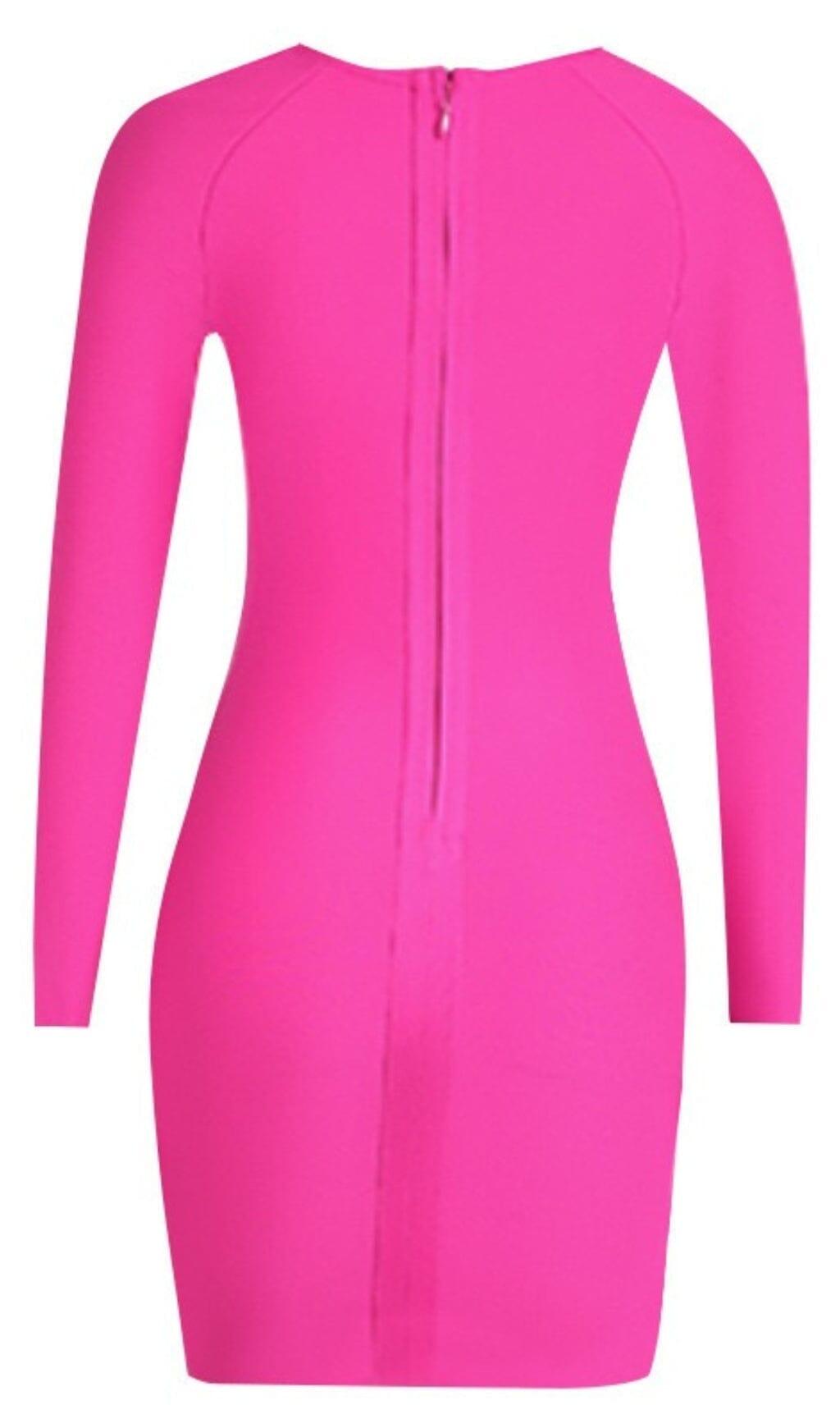 LONG SLEEVE SQUARE COLLAR MINI DRESS IN PINK