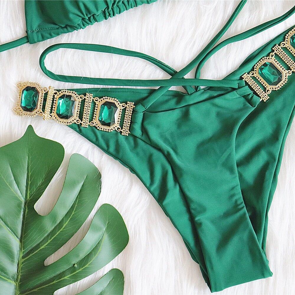 GREEN CRYSTAL DIAMOND BIKINI