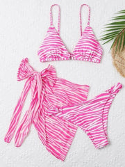 ARABELA PRINTED THREE PIECE SET BIKINI - PINK