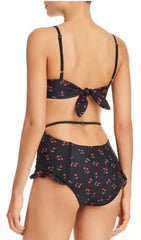 CHERRY PLUNGE SWIMSUIT - BLACK