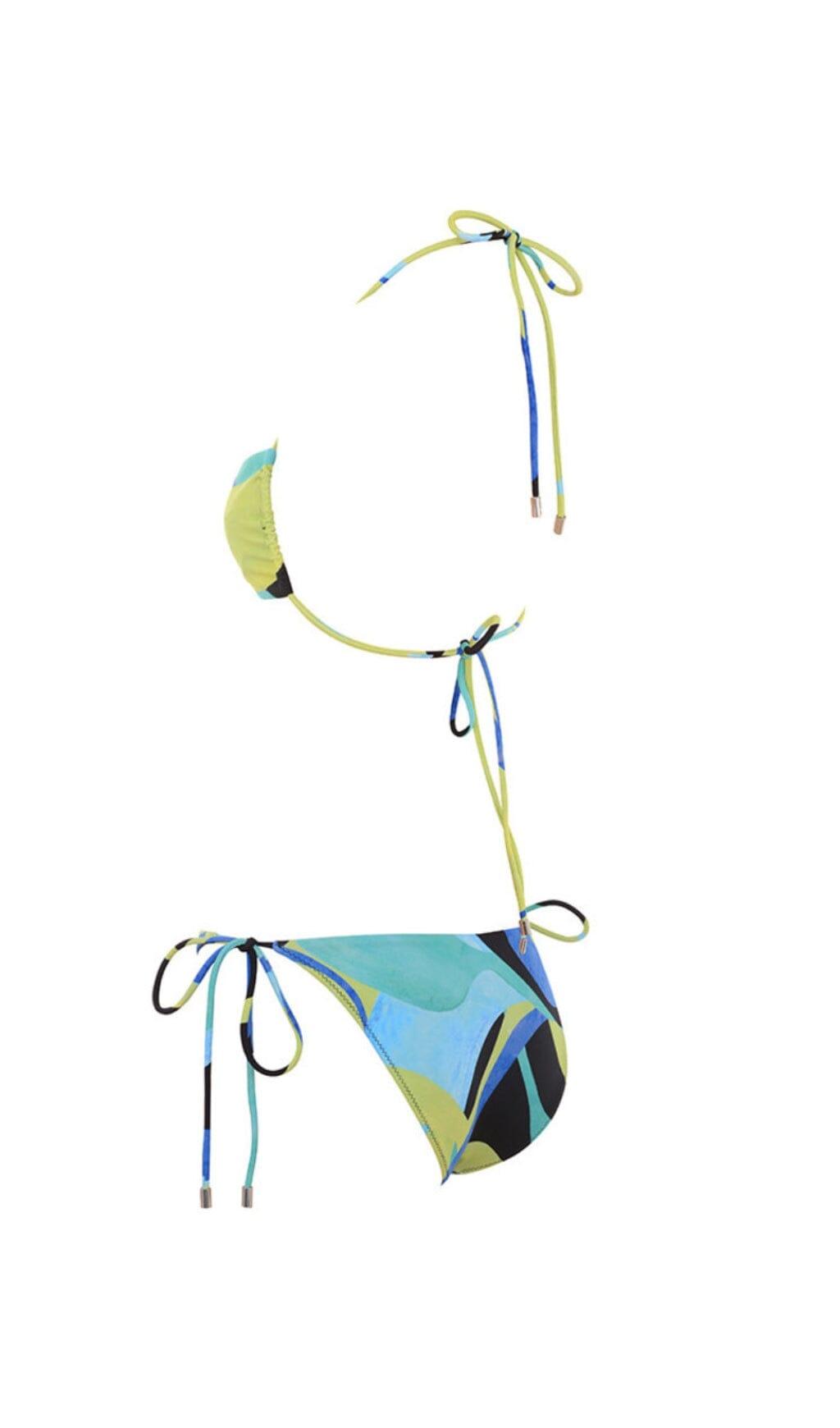 BLUE GREEN HALTER BIKINI