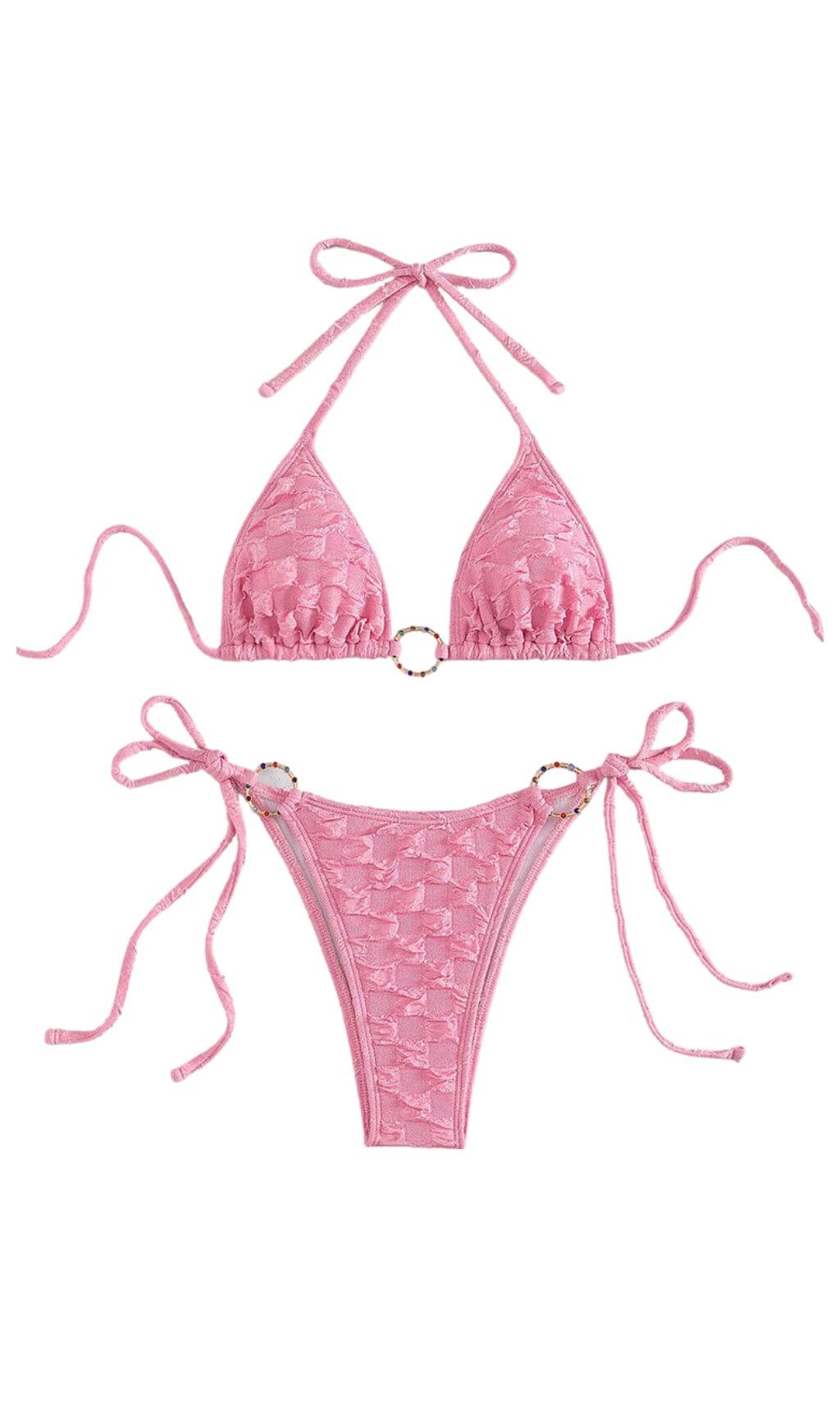 LACE UP BIKINI IN PINK